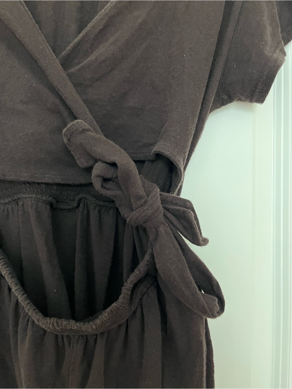 Free People Dark Brown Wrap Romper Mini with Side Tie - Picture 3 of 5